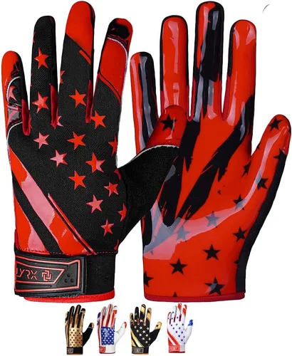 Miniatura 26 de Guantes de receptor de fútbol profesional LYRX con palma de silicona óptima, agarre antideslizante, control ultra adhesivo, deportivo, ligero