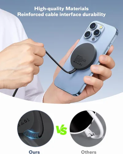 Miniatura 8 de Cargador inalámbrico magnético de carga rápida con imán fuerte almohadilla de carga para iPhone 17/16/15/14/13/12 - Serie y AirPods Pro 4-2, puertos