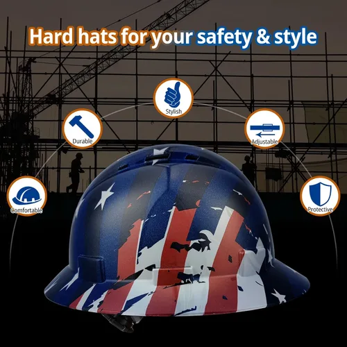 Miniatura 2 de Casco de seguridad OSHA de ala completa, casco de seguridad duradero y ligero de fibra de carbono, equipo de protección de suspensión de trinquete