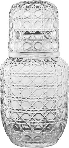 Juego de jarra de agua y vasos de vidrio para mesita de noche de dormitorio, jarra de agua para mesita de noche, jarra de enjuague bucal de vidrio
