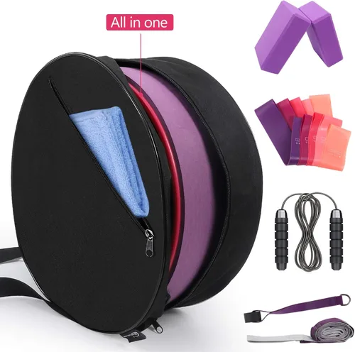 Miniatura 7 de Juego de ruedas de yoga 11 en 1, rodillo trasero y 2 bloques con correa, bandas de resistencia, cuerda de salto, bolsa de transporte, kit de inicio