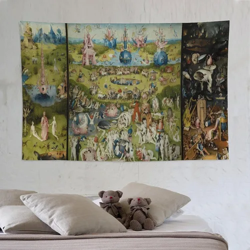 Miniatura 6 de CALOWE KOLEVN Tapiz Hieronymus Bosch, de El jardín de las delicias terrenales, para regalos, pintura, arte de pared, dormitorio, impresiones