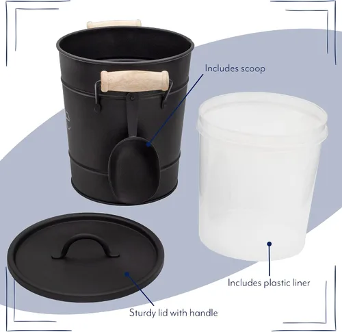 Miniatura 8 de AuldHome Design Cubo de hielo esmaltado de granja (negro); servidor de hielo de metal aislado estilo retro