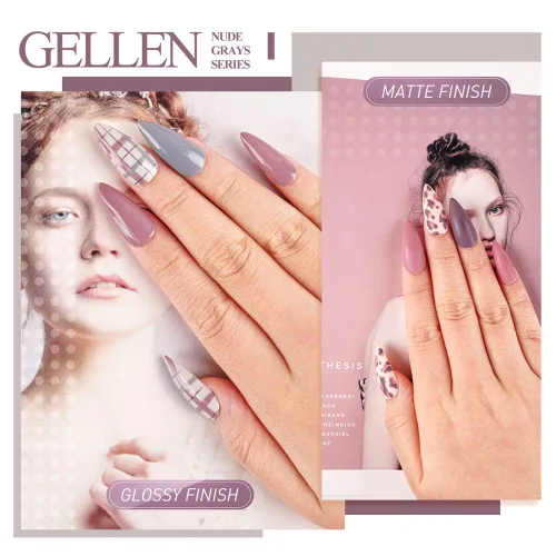 Miniatura 4 de Gellen Kit de esmalte de uñas en gel, 6 colores grises Nude, diseño popular de arte de uñas, pasteles clásicos, tonos naturales, esmalte de gel