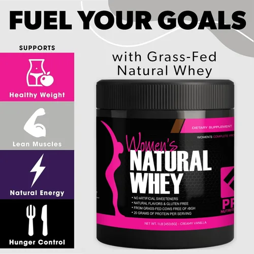Miniatura 6 de Her Natural Whey- Proteína en polvo para mujeres para bajar de peso y para apoyar la masa muscular magra – bajo en carbohidratos – sin gluten – rBGH