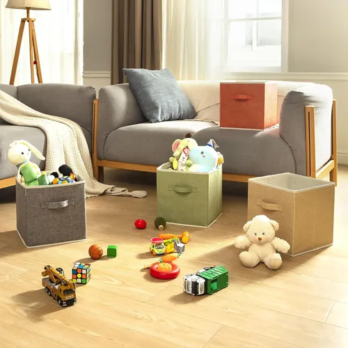 Miniatura 4 de Organizador de Cubos de Almacenamiento Contenedor 10.5" x 10.5" x 11" Cajas Grandes Canasta de Tela con Asas para Organizar Estantes Armario Ropa