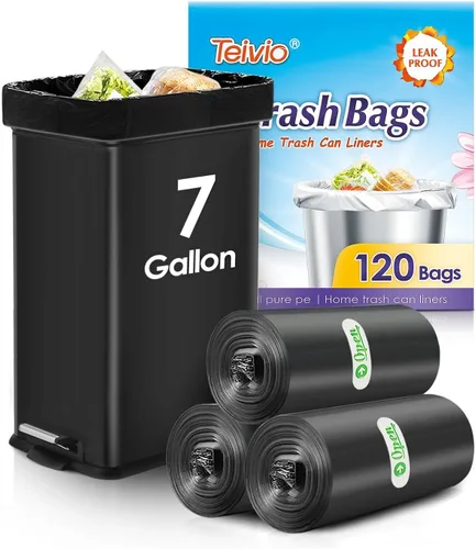 Miniatura 45 de Bolsas de basura fuertes de 1.2 galones, 220 unidades, bolsas de basura para baño, bolsas de plástico pequeñas para la oficina en casa, cocina, se