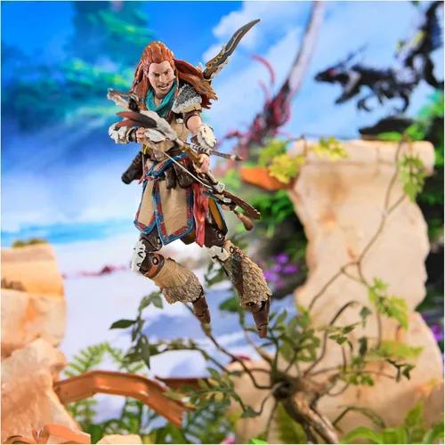 Miniatura 5 de PlayStation Horizon Forbidden West, Figura de acción Aloy Deluxe de 6 pulgadas con 15 accesorios, The Shapes Collection, para fanáticos