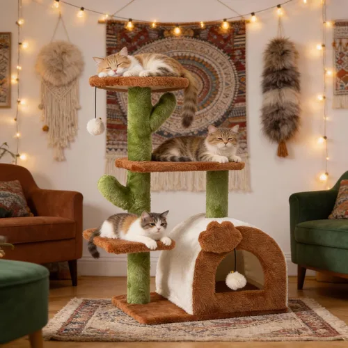 Miniatura 8 de Torre de árbol para gatos de varios niveles de 73 pulgadas para gatos grandes con postes rascadores, condominios, percha, hamacas y juguetes