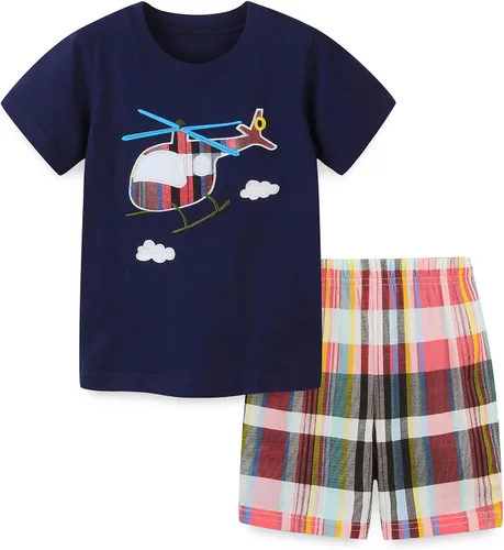 Miniatura 8 de Conjunto de camiseta de manga corta y pantalón corto de algodón para niño pequeño