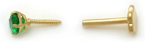 Miniatura 4 de AVORA Piercing redondo de oro blanco de 14 quilates con diamante de imitación de 0.1 quilates (0.1 quilates), piercing para cartílago con parte