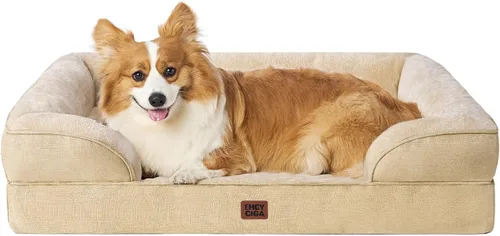 Miniatura 85 de EHEYCIGA - Cama ortopédica para perro grande, impermeable, de espuma viscoelástica y espuma tipo caja de huevos, bordes elevados, antideslizante