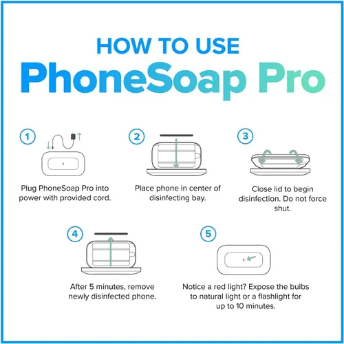 Miniatura 3 de PhoneSoap Pro UV Desinfectante de teléfono inteligente y cargador universal para celular Desinfección patentada y clínicamente probada de 360