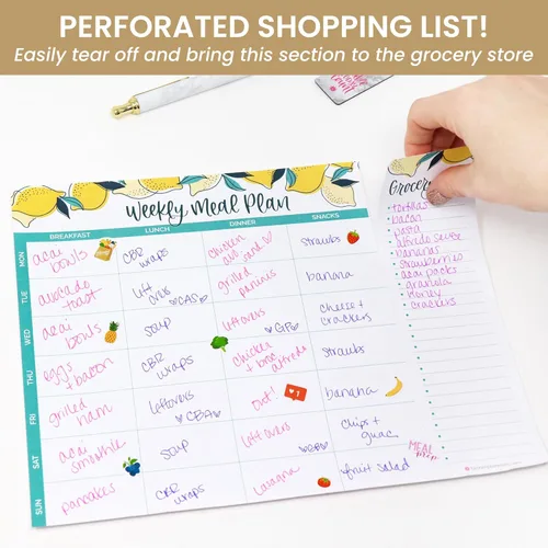 Miniatura 4 de bloom daily planners - Bloc de notas semanal para planificar las comidas con imanes para el refrigerador, incluye una «Lista de compras