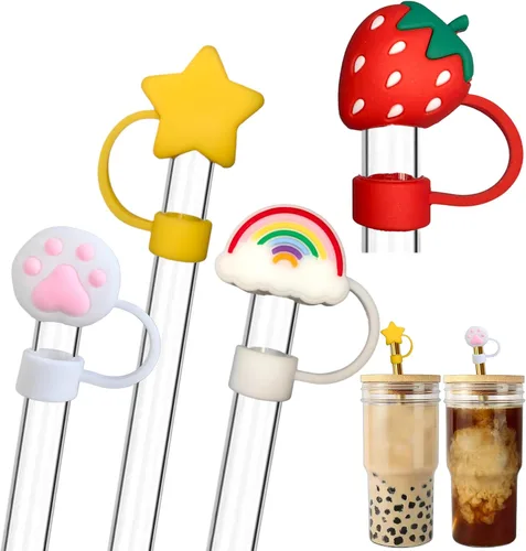 Miniatura 10 de 10 adornos de paja para gatos de 0.394 pulgadas, cubiertas de paja para vasos Stanley, accesorios divertidos y funcionales para los amantes