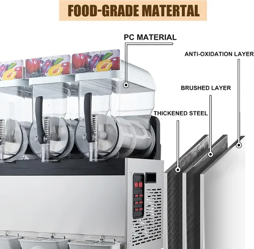Miniatura 4 de KnoRRs 15/30/45L Máquina comercial de hielo Slush, Máquina de enfriamiento de bebidas que hace, Máquina de jugo de granizado de enfriamiento