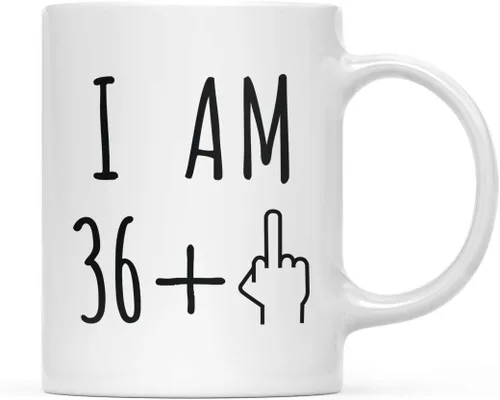 Miniatura 75 de Andaz Press Divertida taza de café de 11 onzas, regalo de broma de cumpleaños, I Am 49 + 1 dedo medio, 1 paquete, ideas de regalo de cumpleaños 50
