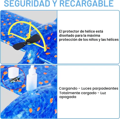 Miniatura 5 de Fuwidvia Juguete de Avión de Espuma Eléctrico, Paquete de 2 LED 15/25s Juguete de Avión para Niños, Juguete Volador al Aire Libre Regalos