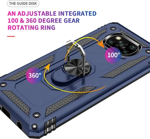 Miniatura 5 de Funda para Xiaomi POCO X3 NFC /X3 Pro con protector de pantalla, armadura de protección militar híbrida resistente a prueba de golpes, funda Azul
