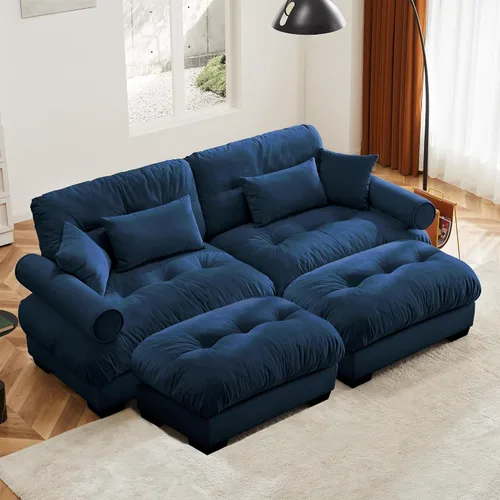 Miniatura 58 de Otomana beige para sofá modular modular, sofá individual, asiento otomano para sofá modular convertible, sofás de terciopelo para sala de estar