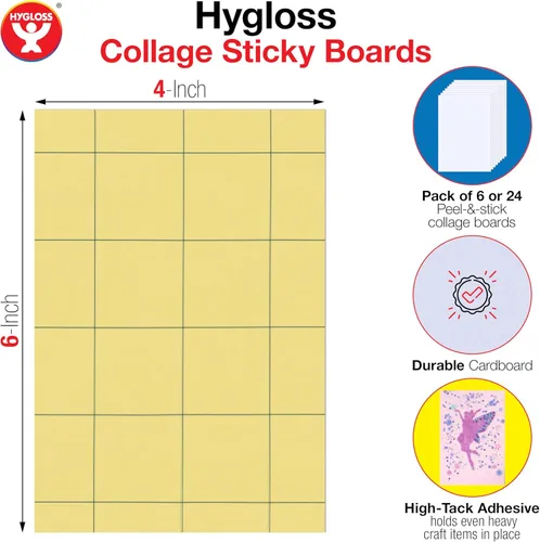 Miniatura 2 de Hygloss Pizarras adhesivas para collage – Paquete de 24 tableros de collage autoadhesivos de 4 x 6 pulgadas para niños, tableros de montaje