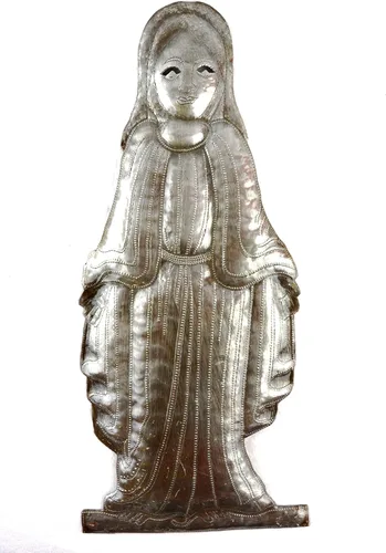 Bendita Virgen María, placa decorativa de la Madre Madonna, arte metálico haitiano, para colgar en la pared, decoración religiosa de vacaciones, 6 x