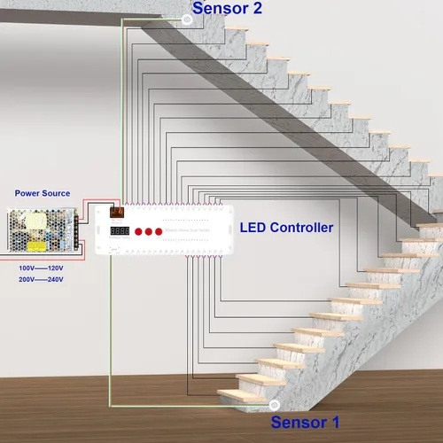 Miniatura 4 de Luces de Escalera con Sensor de Movimiento para Interiores, Kit de Luces Inteligentes para Escalones 12 Escalones 40 Pulgadas Tira de Luces