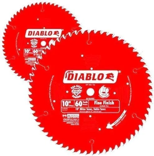 Miniatura 2 de Diablo Hoja de sierra de acabado fino para madera, cortes ultra suaves, 60 dientes Hi-ATB, 10 pulgadas de diámetro, corte de .098 pulgadas, eje