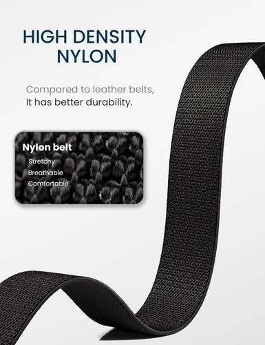 Miniatura 4 de GEIT - Cinturón elástico de nylon con hebilla de metal de liberación rápida, 3,4 cm, cinturón táctico invisible para golf casual