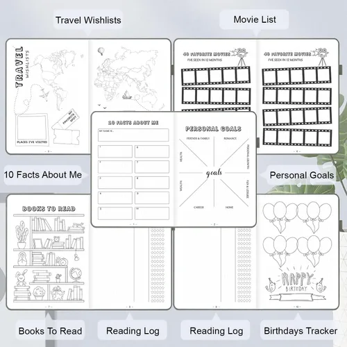 Miniatura 3 de Cuaderno de Diario Punteado Prefabricado con Plantillas de Viñetas, Diario de Puntillado en Rejilla de Puntos Prefabricado con Planificador Semanal