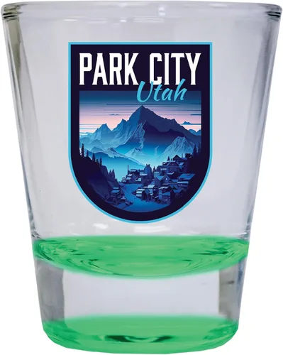 Park City Utah Souvenir - Vaso de chupito redondo de 1.5 onzas, color verde A