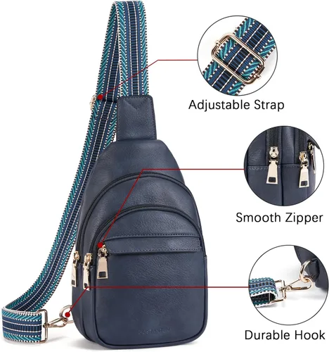 Miniatura 4 de BOSTANTEN Bolso bandolera pequeño para mujer, bolso cruzado de cuero, riñonera, bolsa de pecho para viajes