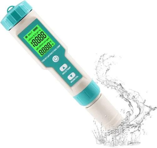 Probador 7 del agua de la piscina de Digitaces en 1 prueba libre del probador del pH y de la sal del cloro el parámetro crítico PH/TDS/sal/ORP/S.G/