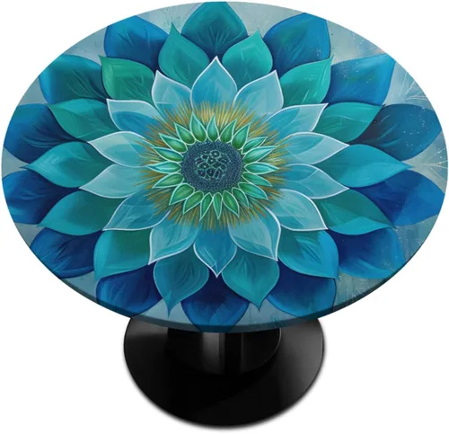 Miniatura 38 de Mantel Redondo con Elástico para Mesa de Playa, Diseño de Estrella de Mar, Cubierta de Mesa Circular, Impermeable, Lavable, de Poliéster, Pequeñas