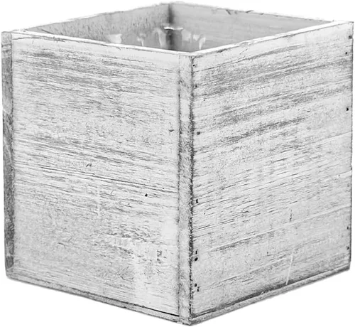 Miniatura 3 de CYS EXCEL 2 macetas de cubo blanco de 5 pulgadas con forro de plástico extraíble Múltiples opciones de maceta cuadrada de madera natural Caja