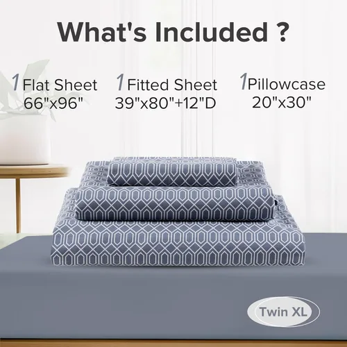 Miniatura 7 de Comfort Spaces Sábanas 100% Algodón Twin XL, Transpirables, Naturalmente Frescas, Sábanas de Algodón Suave con Bolsillo Elástico de 14 Pulgadas que