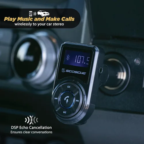 Miniatura 5 de Scosche BTFM3 BTFREQ Kit universal de manos libres Bluetooth para coche con transmisor FM digital y cargador de coche USB de 10 W, color negro XL