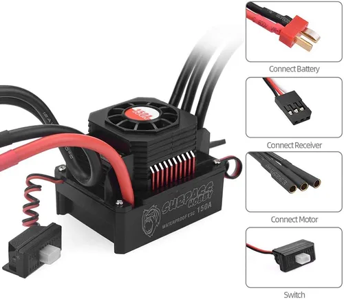 Miniatura 5 de GoolRC Controlador de velocidad eléctrico impermeable ESC sin escobillas 150A para 1/8 RC Truck Off-Road Car