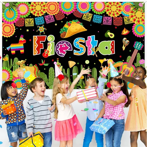 Miniatura 4 de Avezano Telón de fondo para fiesta temática mexicana, fiesta Luau Cinco de Mayo, cartel de carnaval, decoración de fiesta, telón de fondo de 70.8 x