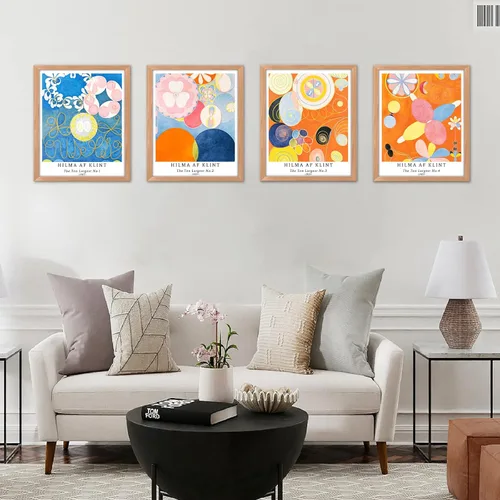 Miniatura 6 de Juego de 4 impresiones artísticas sin marco, arte giclée de 11 x 14 pulgadas, arte geométrico abstracto, decoración de oficina, estética colorida