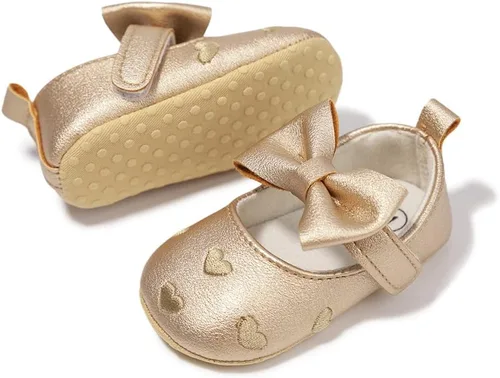 Meckior Zapatos deportivos para bebé y niñas, suela suave, con lazo, princesa, vestido de boda, Mary Jane, planos, para recién nacidos, ligeros,