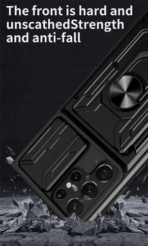 Miniatura 2 de CCSmall Funda para Samsung Galaxy S22 Ultra (no S22) con soporte para tarjetas, funda de protección resistente con anillo magnético, función atril