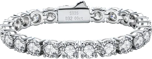 Miniatura 18 de AnuClub 11.1CT-32CT Moissanite Tennis Bracelet 925 Sterling Silver Round Cut 4MM/6.5MM D Color VVS1 Moissanites Classic Bracelets for Women Men