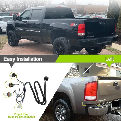 Miniatura 3 de Luz Trasera para 2007-2013 GMC Sierra 1500 (SL, SLE, SLT, WT) - 2007-2014 GMC Sierra 2500 3500 HD Luz trasera con bombillas y arnés GM2800208 Lado