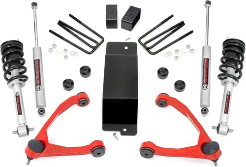 Miniatura 2 de Rough Country Kit de elevación de 3.5" con espaciadores de puntales/amortiguadores traseros N3 para Chevy Silverado y GMC Sierra 1500 (2007-2016)