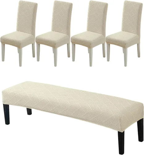 Miniatura 24 de CRFATOP 4 Piezas de Fundas Elásticas para Silla de Comedor con Funda para Banco Fundas Impresas para Silla de Comedor Fundas para Cojín de Asiento