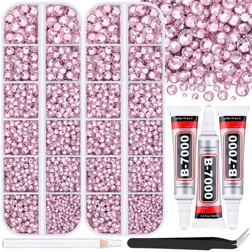 Miniatura 35 de 12000 diamantes de imitación de resina para decorar con brillantes con 3 piezas de pegamento para joyería B7000, 2 cajas de diamantes de imitación