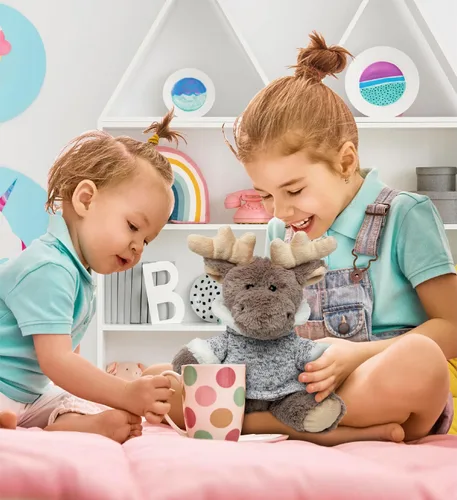 Miniatura 5 de Puzzled DolliBu - Peluche de alce de peluche, alce sentado con suéter gris, adorable juguete de peluche abrazable para niños y adultos, 9 pulgadas