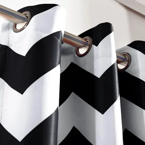 Miniatura 4 de Melodieux - Cortinas de chevron de moda para sala de estar y comedor, cortinas con ojales oscurecedores y parte superior para ventanas