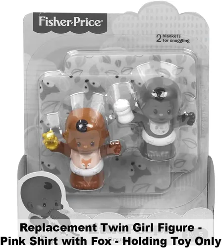 Miniatura 6 de Pieza de repuesto para el juego Fisher-Price Little People Snuggle Twins - GKP69 ~ Figura de niña gemela de repuesto ~ Camisa rosa con zorro ~